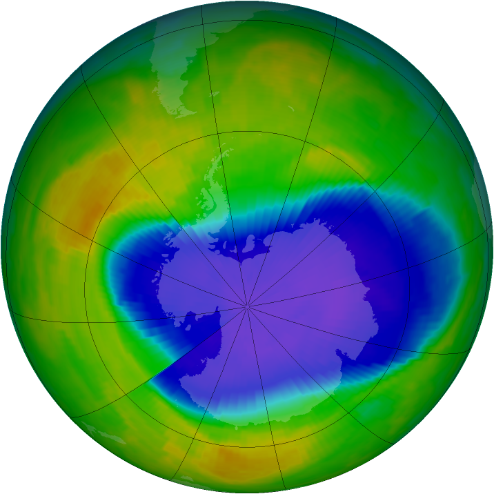 Antarctic ozone map for 28 October 1996